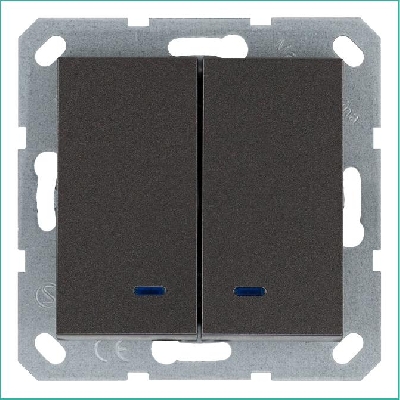 Выключатель 2-кл. 10А IP20 с подсветкой механизм мокко Jasmart G3023NZ