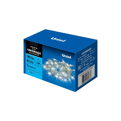 Гирлянда LED "Снежинки-2" ULD-S0500-050/DTA WHITE IP20 SNOWFLAKES-2 5м 50 диодов бел. свет провод прозр. Uniel UL-00007196