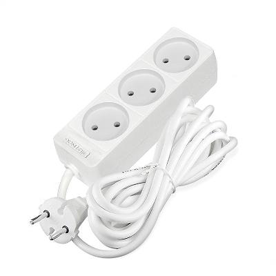 Удлинитель 3х3м без заземл. 10А IP20 2.2кВт ПВС 2х0.75 бел. DOMTOK 2371