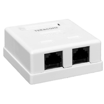 Розетка настенная TERACOM PRO кат.6 неэкранированная 2 порта RJ-45 Dual IDC бел. EKF TRP-WBOX-2RJ45-6UTP-WH