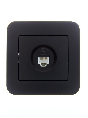 Розетка телефонная евро 1-м СП ASTI IP20 RJ11 в сборе черн. бархат LEZARD 7081-4242-137