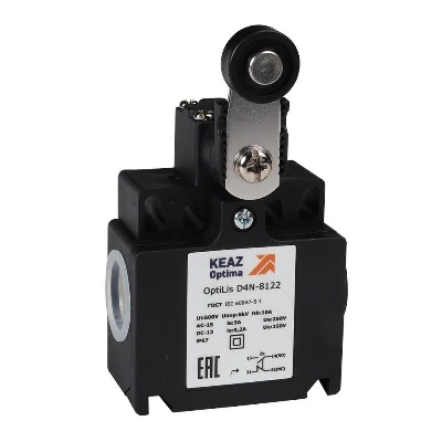 Выключатель концевой OptiLiS D4N-8122 рычаг метал. с роликом пластик. EN 50047 XCKT2118P16 КЭАЗ 365319