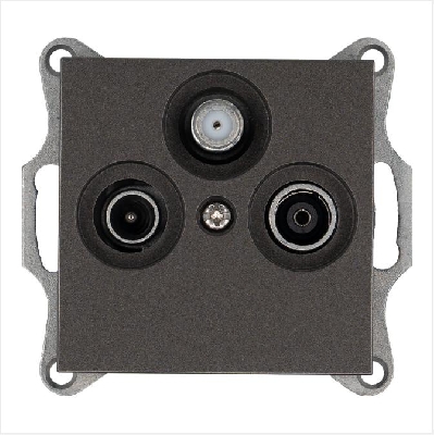 Розетка телевизионная оконечная TV + FM + SAT 3-м Ф9.5мм механизм мокко Jasmart G6206Z