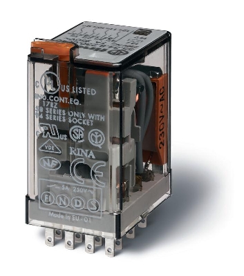 Реле миниатюрное универсальное электромеханич. монтаж в розетку 4CO 7А AgNi 12В DC RTI опции: нет FINDER 553490120000