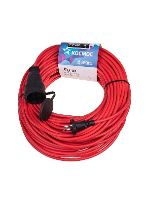 Удлинитель-шнур 1х50м 16А IP44 220В 3.5кВт ПВС 2х1.5 УХ16 Россия КОСМОС YSHKsm50m-1g(16A)S