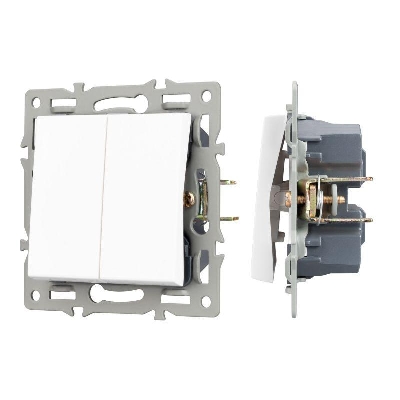 Механизм выключателя двухклавишный непроходной SWT-MK02-PL-WH (250В 16А) Arlight 043724