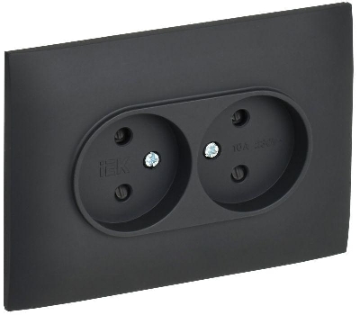 Розетка 2-м SKANDY 10А без заземл. защ. шторки в сборе SK-R09G графит IEK SK-R23-10-K53-F