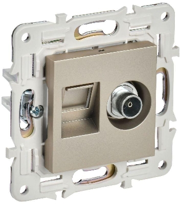 Розетка двойная TV+RJ45 кат.6E SKANDY SK-A15Sh шампань IEK SK-AK20-2-K37