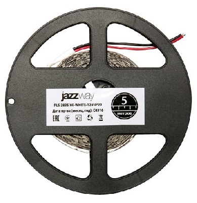 Лента светодиодная PLS 2835/120-12V 12Вт/м 6500К холод. бел. IP20 (уп.5м) JazzWay 2859051