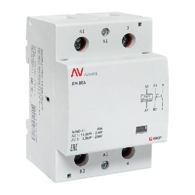 Контактор модульный КМ 80А 1NC+1NO 230В AC (3 мод.) AVERES EKF km-av-3-80-11-230V
