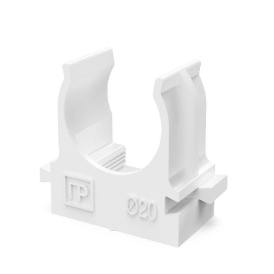 Держатель для труб (клипса) d20мм для прямого монтажа бел. в п/э Промрукав PR13.02562