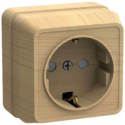 Розетка 1-м ОП Октава РСш20-3-ОС 16А IP20 с заземл. защ. шторки сосна GENERICA ERO14-K03-16-DC