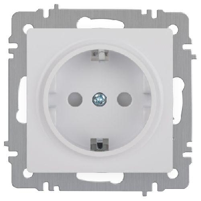 Розетка 1-м СП Accent 6-206-01 16А IP20 250В 2P+E Schuko защ. шторки AL/CU бел. Intro Б0063506