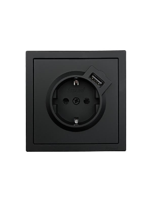 Розетка 1-мест. с/з+USB разъем СП ZIMA IP20 черн. бархат LEZARD 704-4288-181