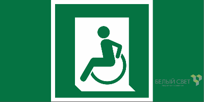 Знак безопасности BL-3517.E60-01 "Выход для МГН здесь (левосторонний)" Белый свет a20064