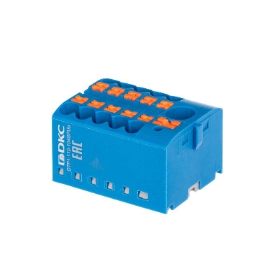 Блок распределительный зажим push-in 1 ввод 6кв.мм 10 точек подключения 25кв.мм син. DKC DTP1-110-104SPUB