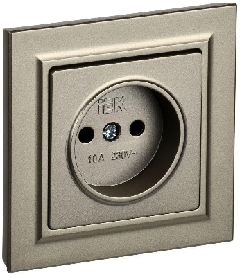 Розетка СП BRITE РСР10-1-0-БрШ 10А в сборе без заземл. без защ. шторок шампань IEK BR-R10-10-K37-F