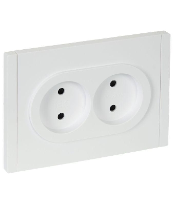 Розетка 2-м СП FORTE&PIANO FP225 10А без заземл. защ. шторки безвинт. крепл. бел. IEK FP-R23-10-1-K01