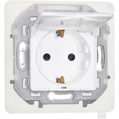 Розетка 1-м СП Inspiria 16А IP44 250В 2P+E защ. шторки с крышкой немецк. стандарт механизм бел. IEK 673740