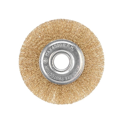 Щетка дисковая для УШМ витая латунированная проволока 125мм отв. 22.23мм Kranz KR-91-1242