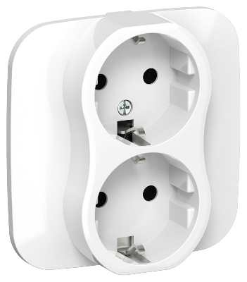 Розетка 2-м СП FLITE РС12-1-А-ФлБ 16А с заземл. без защ. шторок безвинтовое крепление в сборе механизм бел. IEK FI-R21A-16-1-K01