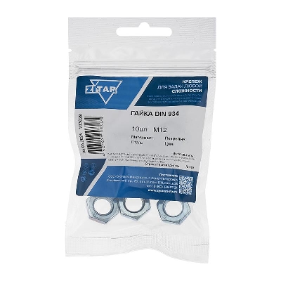 Гайка шестигранная М12 DIN 934 оцинк. (уп.10шт) Tech-Krep/Zitar 103028