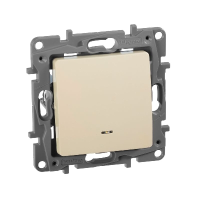 Переключатель 1-кл. СП Etika Plus 10А IP20 250В 10AX с подсветкой безвинтов. зажимы механизм сл. кость IEK 672315