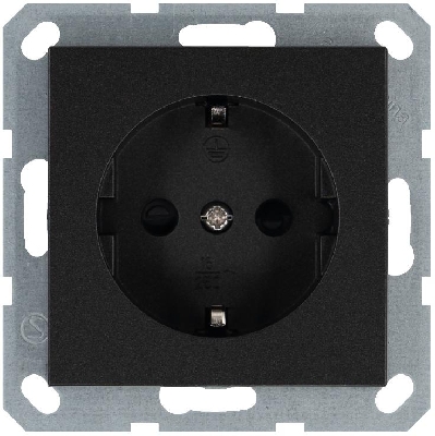 Розетка 1-м Shuko 16А IP20 с заземл. защ. шторки механизм антрацит Jasmart G5501B