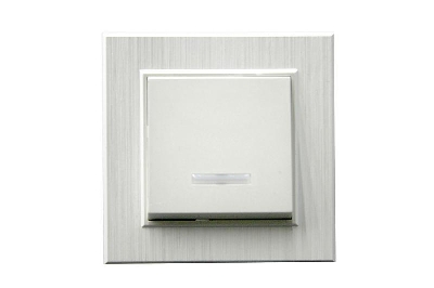 Выключатель 1-клав. с подсветкой Karea LINE STAR жемчуж. Makel 86100021