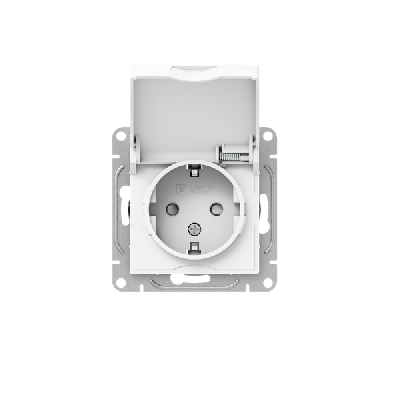 Розетка СП Эпика 16А IP44 с заземл. защ. шторки с крышкой механизм бел. EKF UP1-SOW-111-44