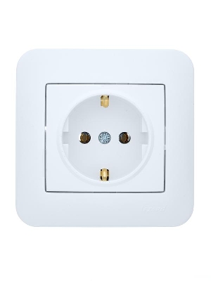 Розетка 1-м СП ASTI 16А IP20 с заземл. термопласт в сборе бел. LEZARD 7081-0202-122B