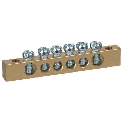 Шина NO-122-02 PEN земля-ноль 6х9мм 6/2 латунная с креплениями по краям Эра Б0047216