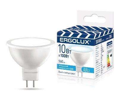 Лампа светодиодная LED-JCDR-10W-GU5.3-4K JCDR 10Вт GU5.3 4500К 180-240В ПРОМО Ergolux 15562