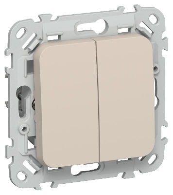 Выключатель проходной 2-кл. СП FLITE ВС62-1-0-ФлЛ 10А механизм льняной IEK FI-V22-0-10-1-K88