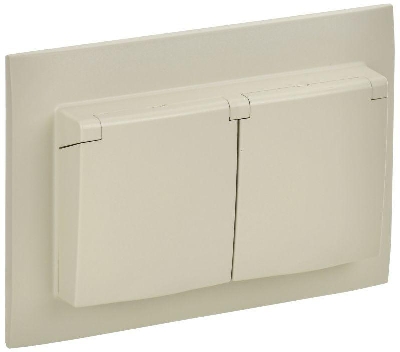 Розетка 2-м SKANDY 16А IP44 с крышкой в сборе SK-R12B беж. IEK SK-R26-16-44-K10-F