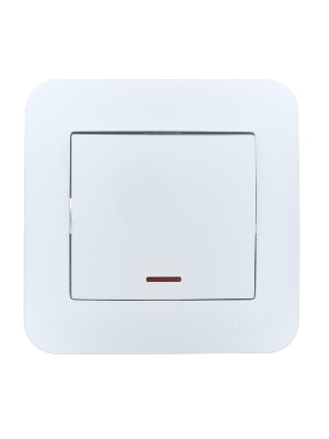 Выключатель 1-кл. 1п СП ASTI 10А IP20 с подсветкой в сборе бел. LEZARD 7081-0202-111