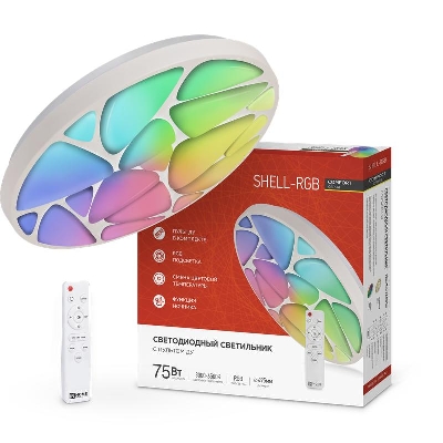 Светильник светодиодный COMFORT SHELL-RGB 75Вт 230В 3000-6500К 6000лм 495х85мм с пультом ДУ IN HOME 4690612044651