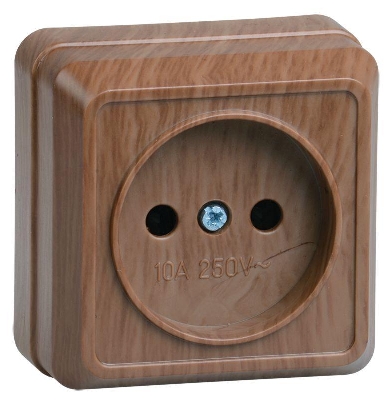 Розетка 1-м ОП Октава 10А IP20 без заземл. дуб GENERICA ERO10-K04-10-DC