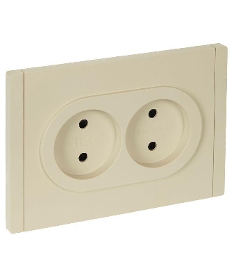 Розетка 2-м СП FORTE&PIANO FP425 10А без заземл. защ. шторки безвинт. крепл. ваниль IEK FP-R23-10-1-K10