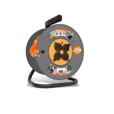 Удлинитель на катушке 4х40м 10А IP44 ВЕМ-250 ПВС 3х1 термозащита с защ. крышкой UNIVersal 1684