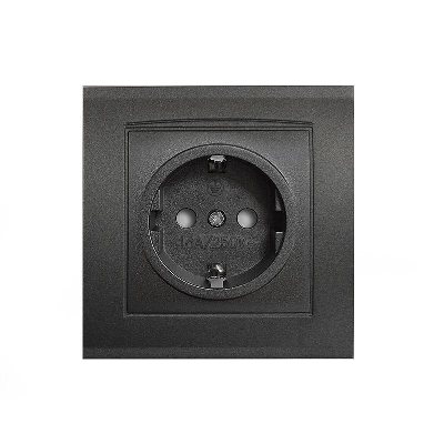 Розетка 1-м СП Бриллиант 16А IP20 с заземл. защ. шторки в сборе графит Universal 7947632-Gr