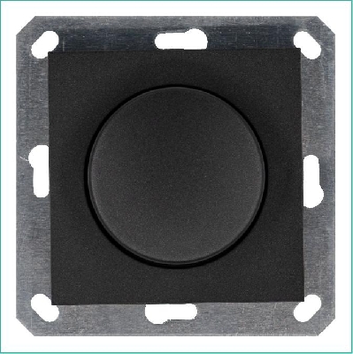 Светорегулятор поворотно-нажимной (диммер) LED 30-400Вт 1gang 2way механизм антрацит Jasmart G4012B