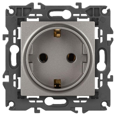 Розетка Elegance 14-2101-16 16А 250В 2P+E Schuko титан Эра Б0065802