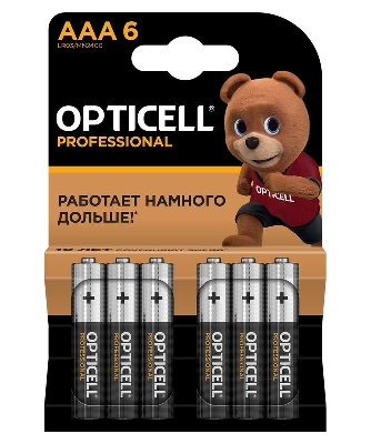 Элемент питания алкалиновый AAA/LR03 (блист. 6шт) Professional Opticell 5052004