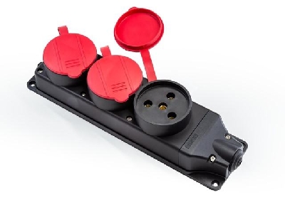Розетка в резиновом корпусе трехместная 3х(3х25А) EMAS EKS325PG30