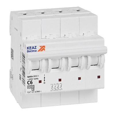 Выключатель автоматический модульный OptiDin BM63-4C6-4.5-УХЛ3 КЭАЗ 326819