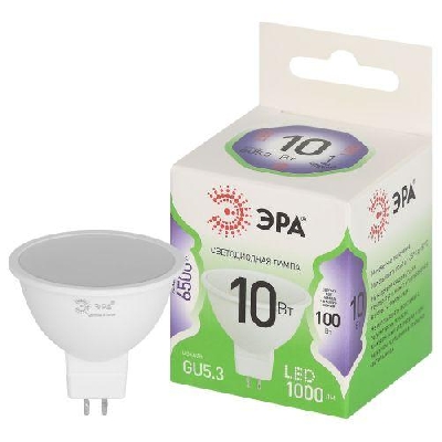 Лампа светодиодная GREEN LINE MR16-10W-865-GU5.3 GL 10Вт софит 6500К свет холод. GU5.3 Эра Б0066997