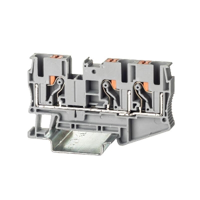 Клемма проходная зажим push-in 3 точки подключения 6кв.мм сер. DKC VPR-6-TWIN-GY