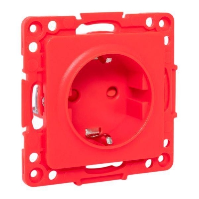 Розетка 1-м СП Стокгольм 16А с заземл. защ. шторки винтов. клеммы механизм красн. EKF EYR16-028-30