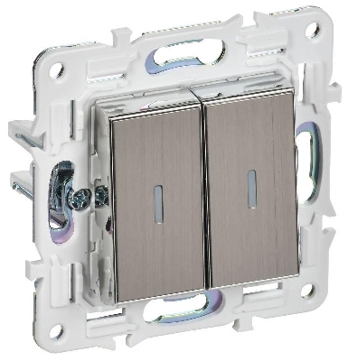 Выключатель 2-кл. SKANDY 10А SK-V09N с индикацией никель IEK SK-V20-1-10-K50